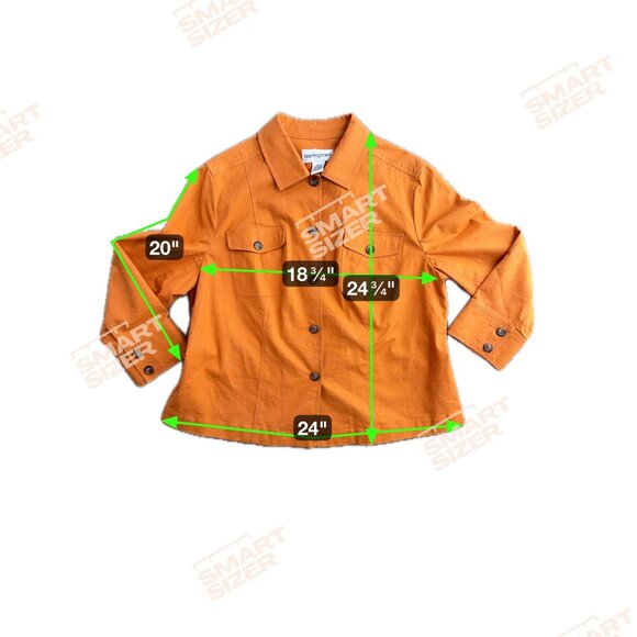 Bloomingdales Womens Orange Linen Blend Button Front Utility Jacket Size 16W - Picture 2 of 6